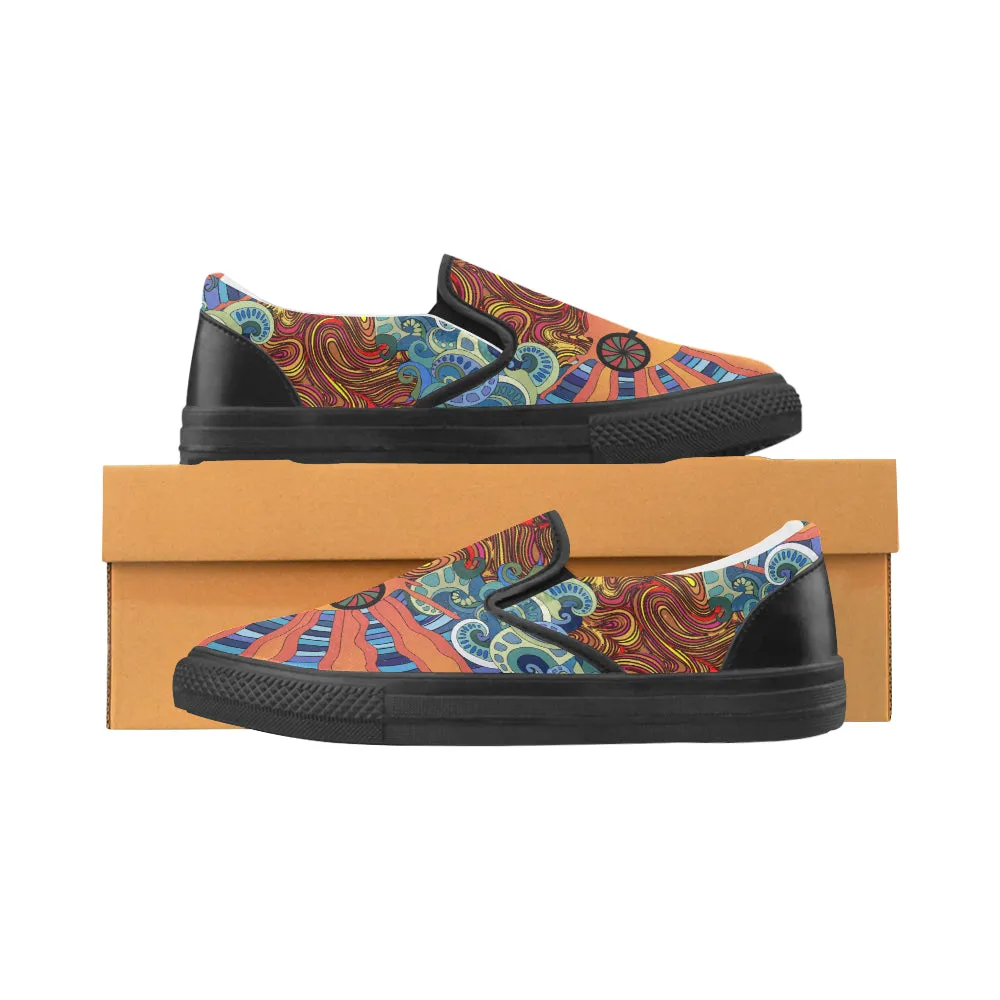 Men's Trippy Sun Psychedelic Print Canvas Slip-on Shoes