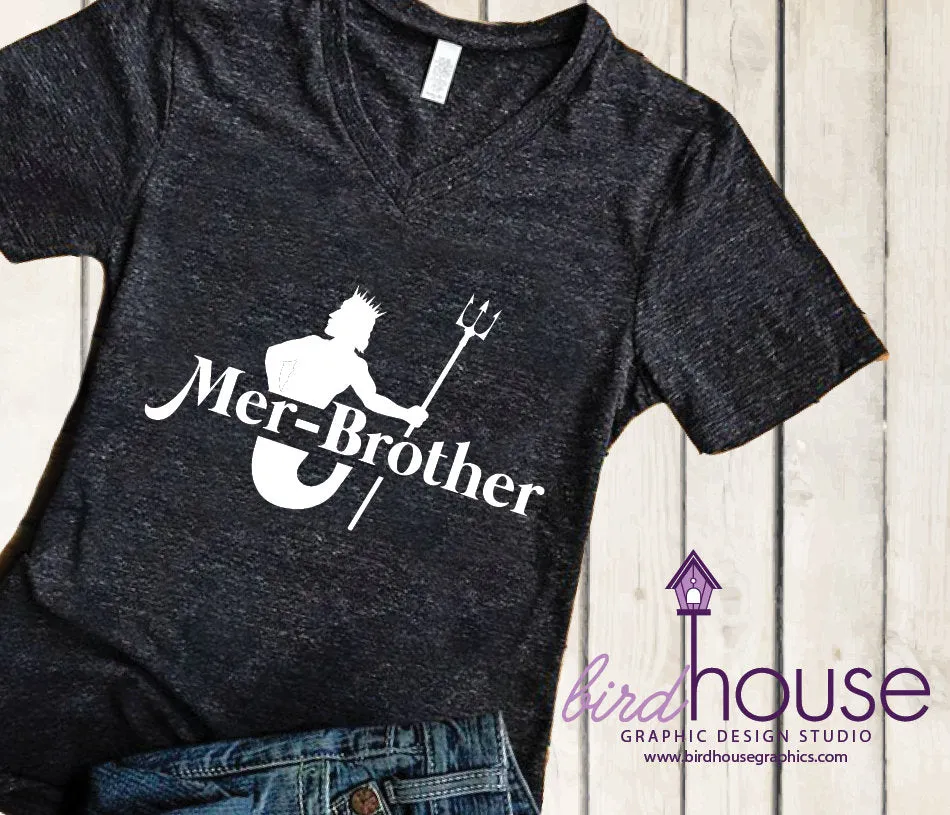 Mer Brother Mermaid Birthday Shirt, Cute Family Matching Tees, Dad, Any Name