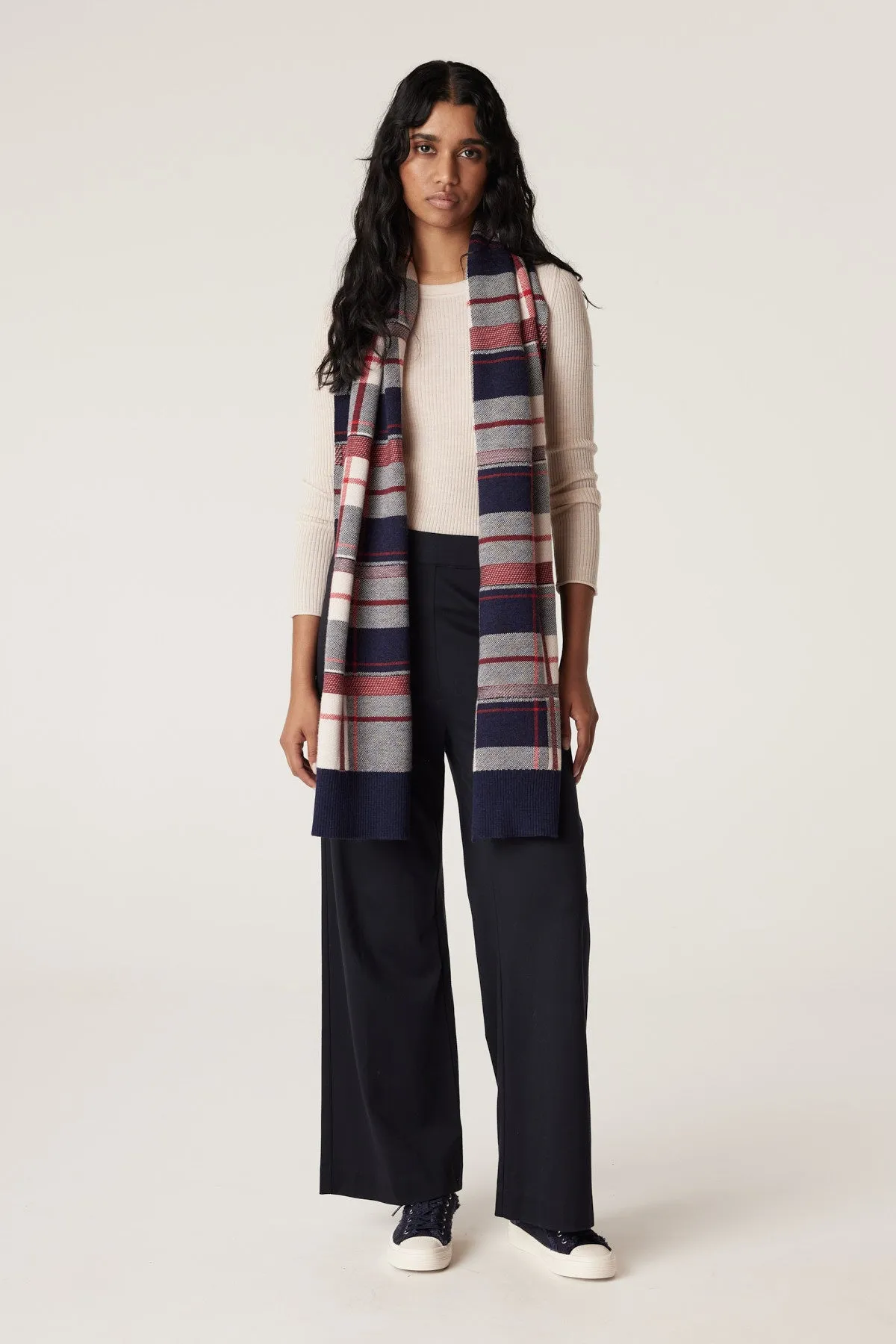 Merino Check Scarf - Red Check