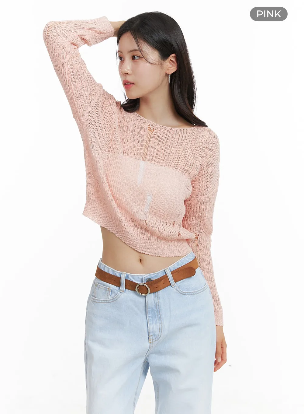 Mesh Summer Crop Knit Sweater OA419