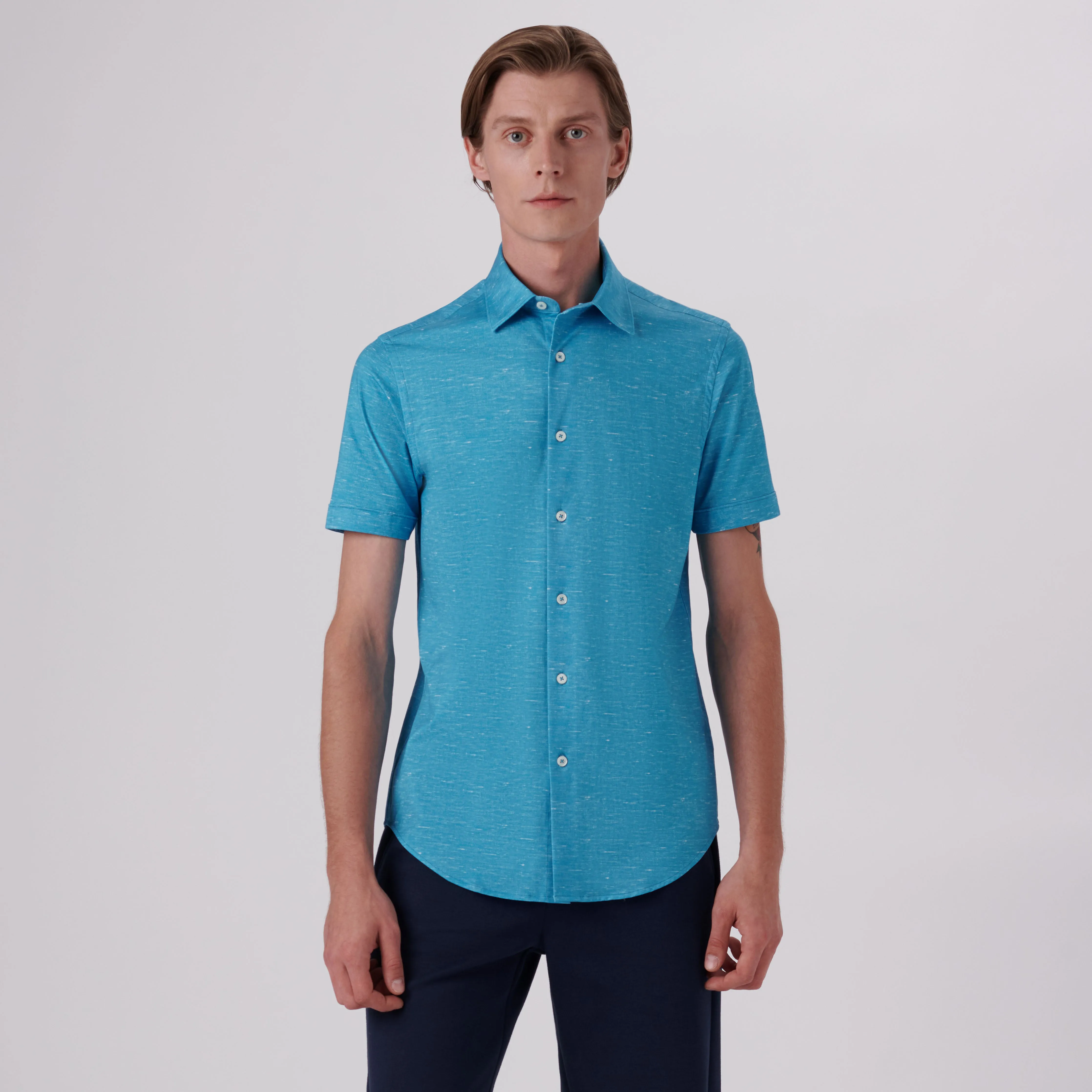 Miles Heather Print OoohCotton Short Sleeve Shirt