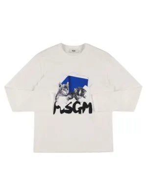 MSGM   Cats cotton jersey long-sleeve t-shirt 