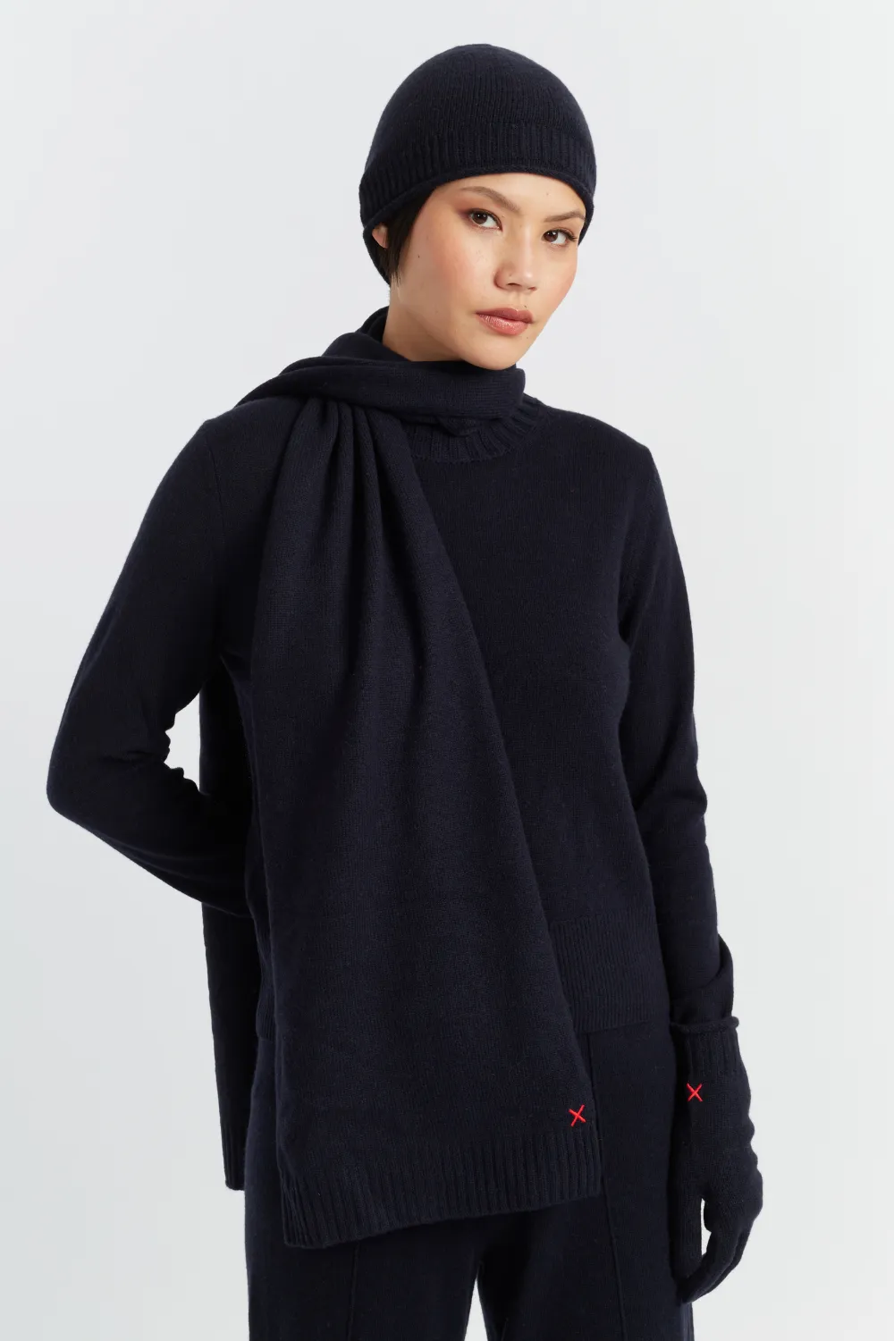 Navy Wool-Cashmere Scarf