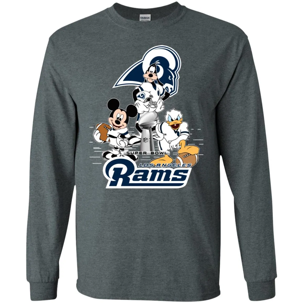 Nfl – Los Angeles Rams Donald Duck Goofy Mickey Mouse Super Bowl 2019 Football Men Long Sleeve Shirt