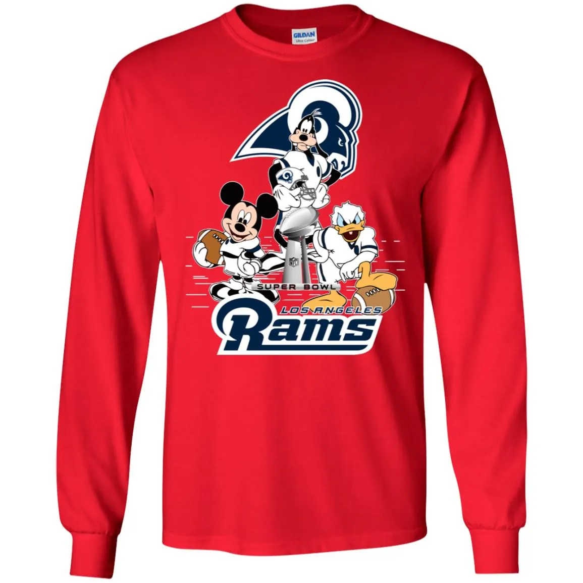 Nfl – Los Angeles Rams Donald Duck Goofy Mickey Mouse Super Bowl 2019 Football Men Long Sleeve Shirt