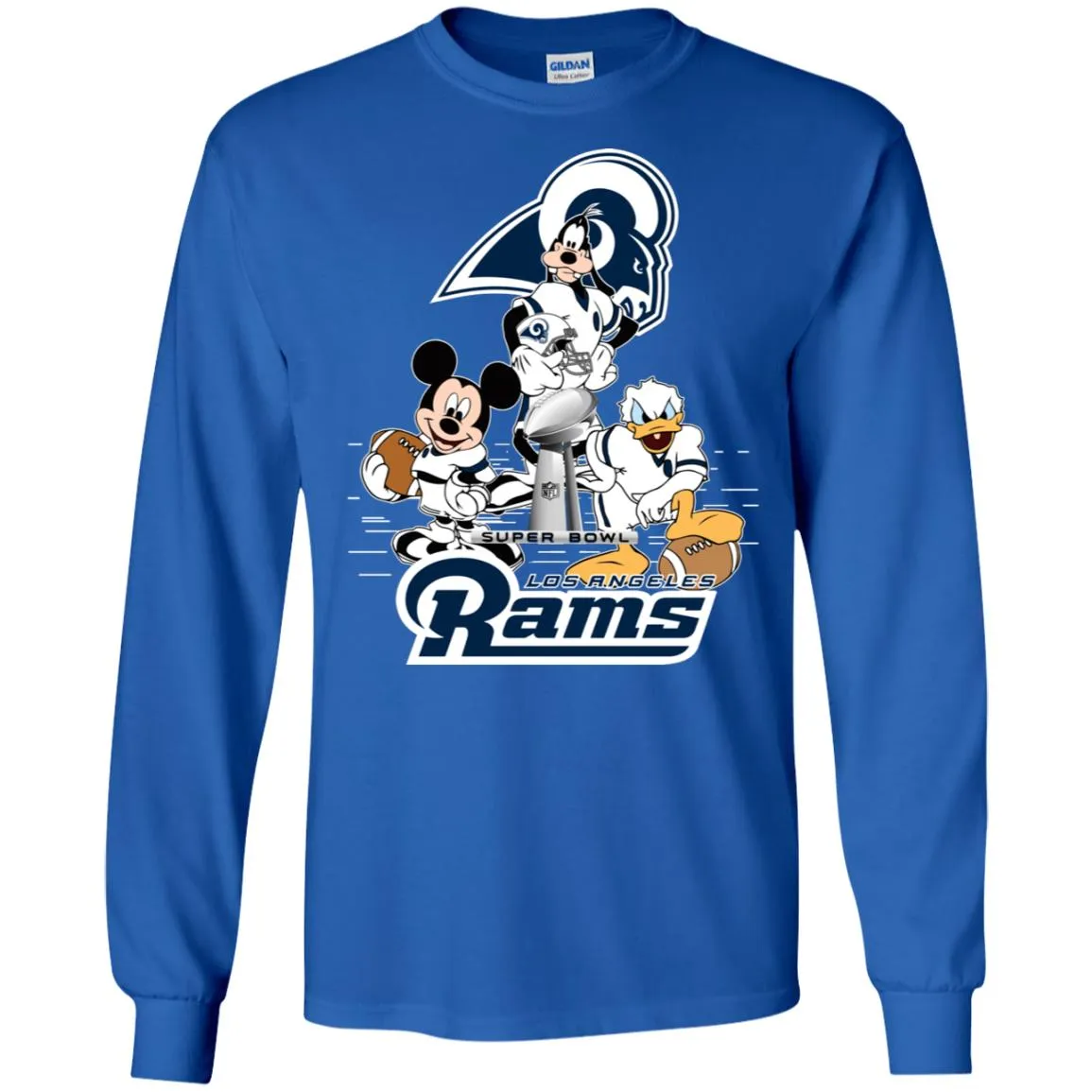 Nfl – Los Angeles Rams Donald Duck Goofy Mickey Mouse Super Bowl 2019 Football Men Long Sleeve Shirt