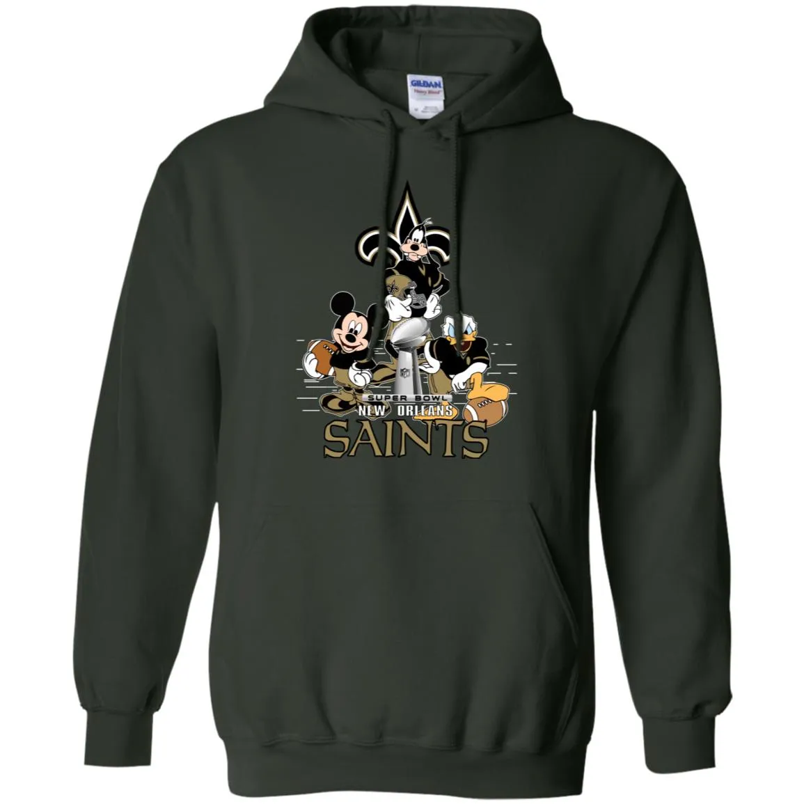 Nfl – New Orleans Saints Donald Duck Goofy Mickey Mouse Super Bowl 2019 Football Pullover Hoodie Sweatshirt