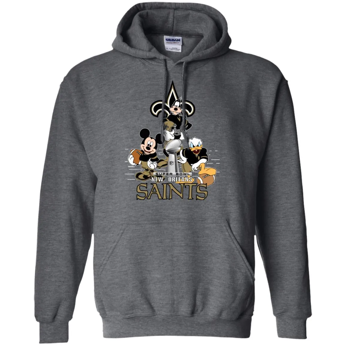 Nfl – New Orleans Saints Donald Duck Goofy Mickey Mouse Super Bowl 2019 Football Pullover Hoodie Sweatshirt