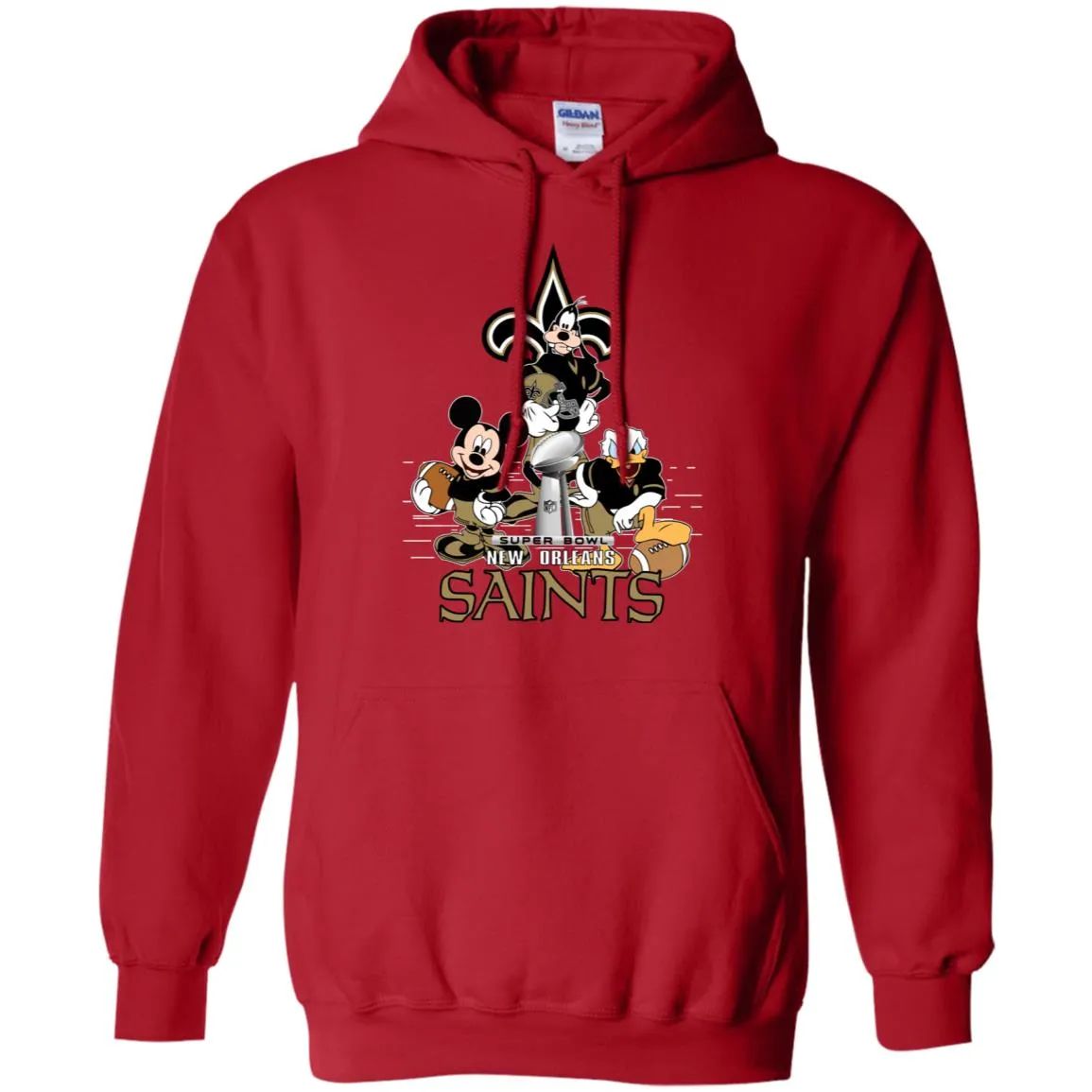 Nfl – New Orleans Saints Donald Duck Goofy Mickey Mouse Super Bowl 2019 Football Pullover Hoodie Sweatshirt