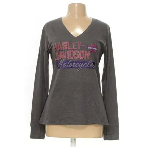 NWOT Harley Davidson V Neck Long Sleeve Top L