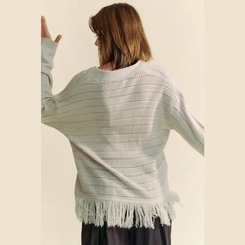 On The Fringe Grey Cardigan