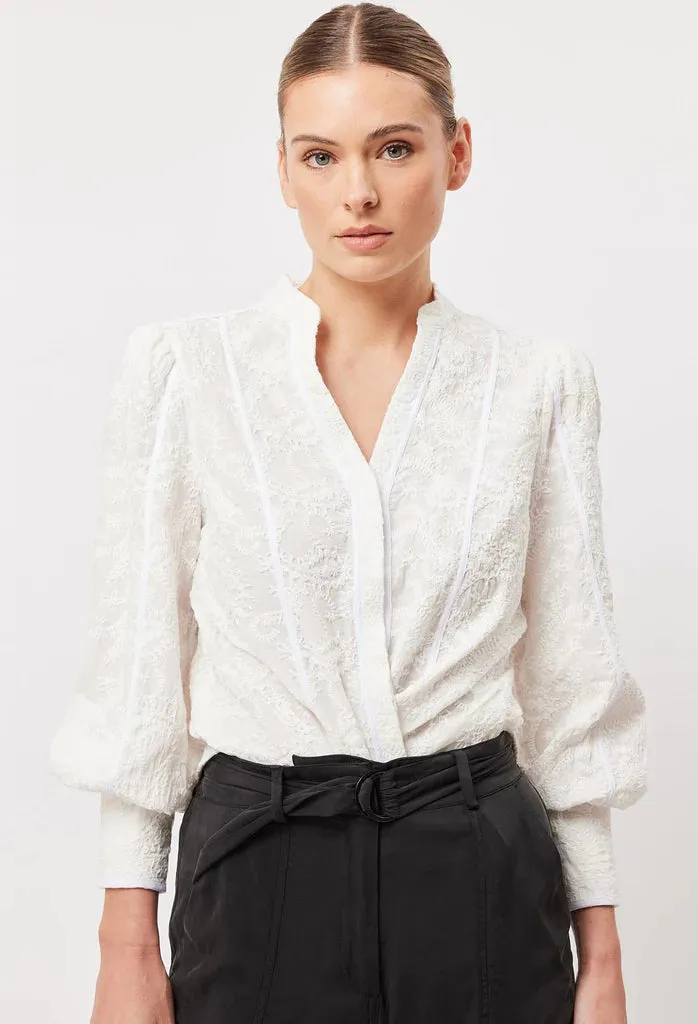 OnceWas | CRUISE EMBROIDERED COTTON SHIRT | Ivory