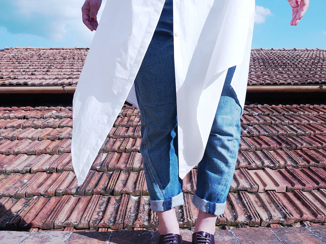 Origami Cotton Shirt Dress / White