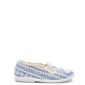 Pepe Blue and White Tapestry Slip On