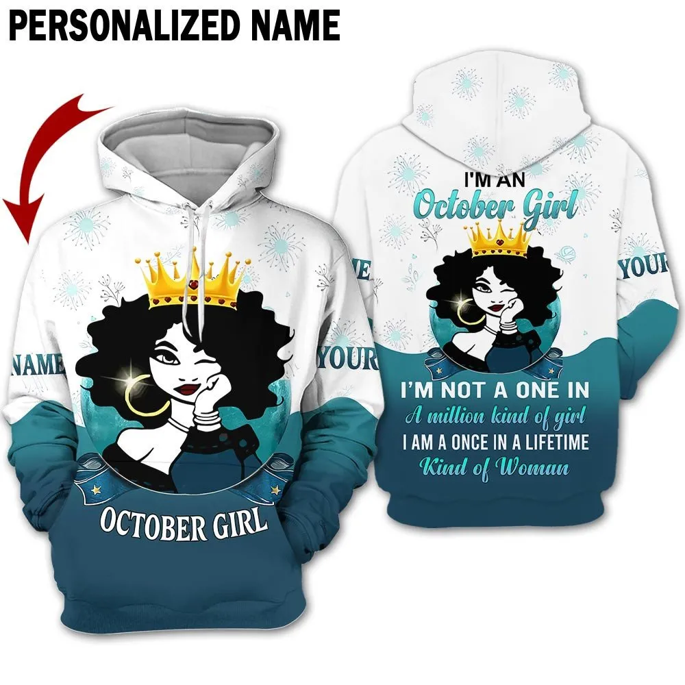 Personalized Name Birthday Outfit October Girl This Queen Kind Of Woman All Over Printed Birthday Shirt