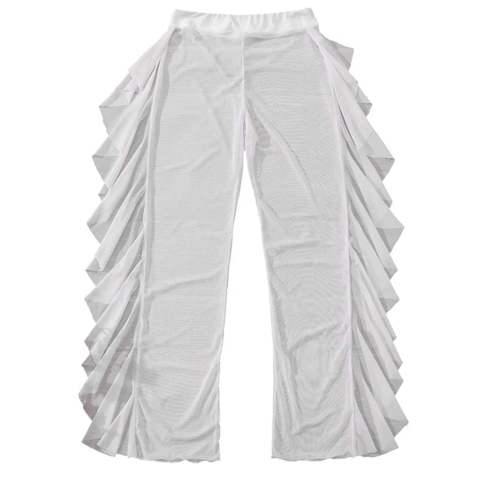 Petite Mesh Ruffle Beach Cover Up Pants