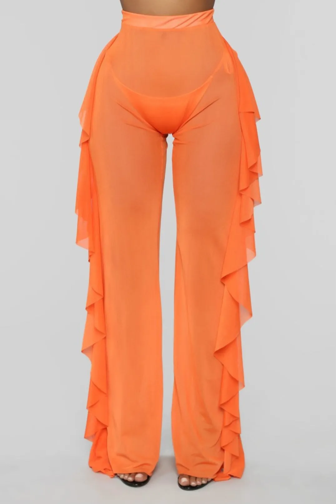 Petite Mesh Ruffle Beach Cover Up Pants