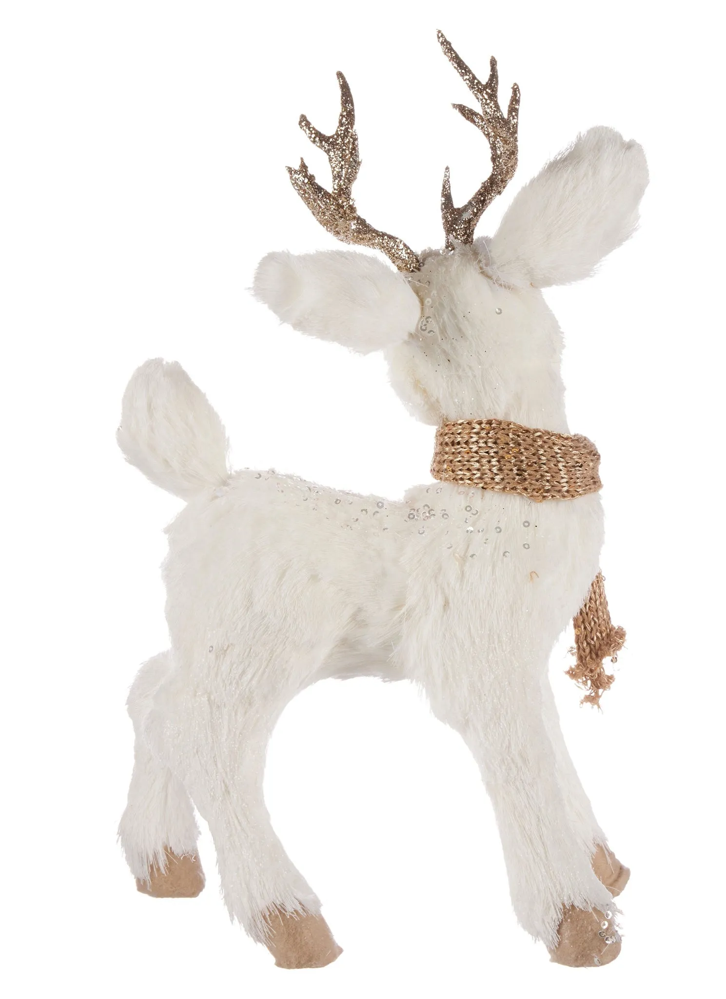 Pier 1 White Deer with Champagne Scarf Set of 2