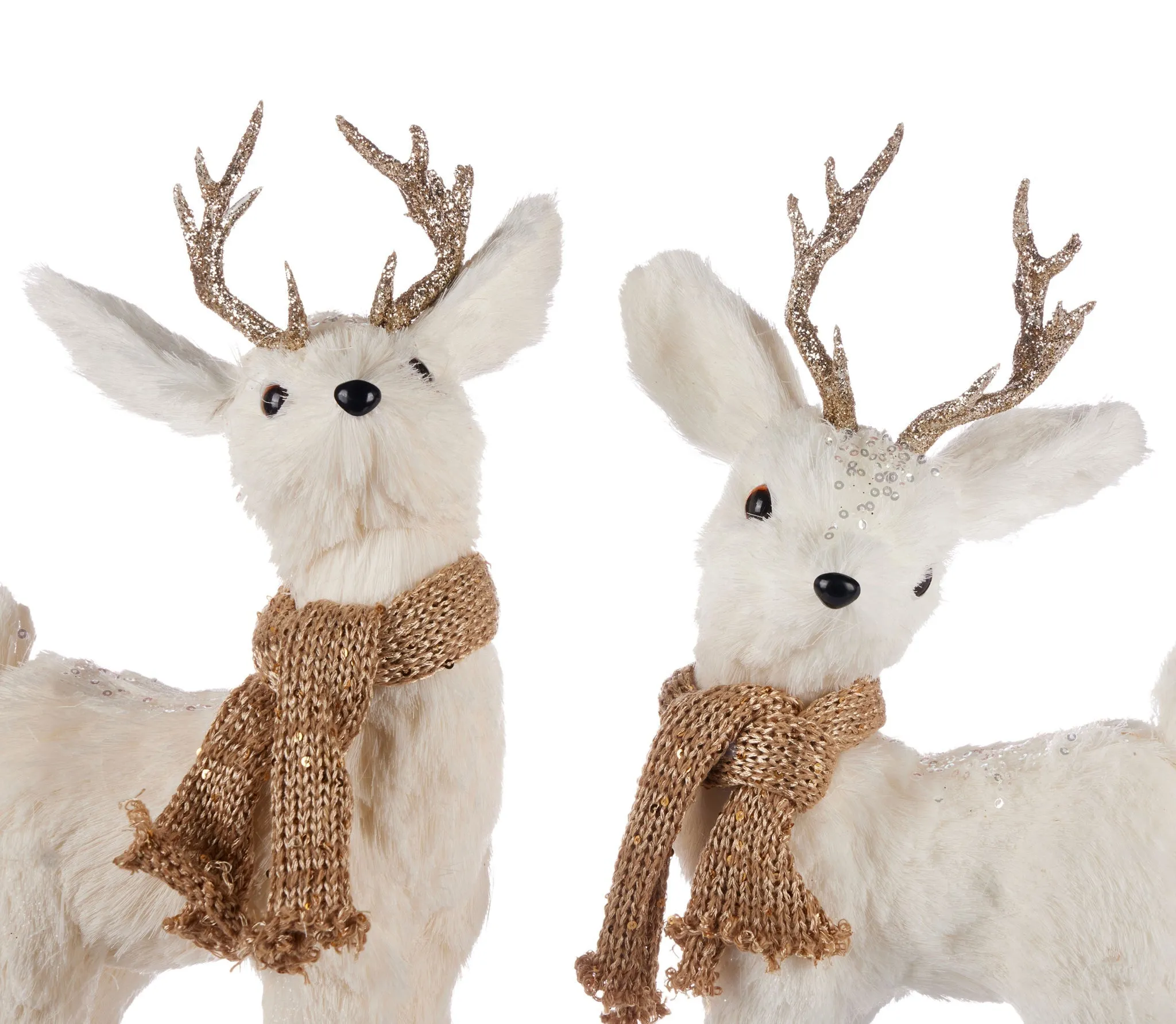 Pier 1 White Deer with Champagne Scarf Set of 2