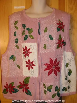 Pink Tacky Christmas Sweater Vest fits Mens XXL (f1308)