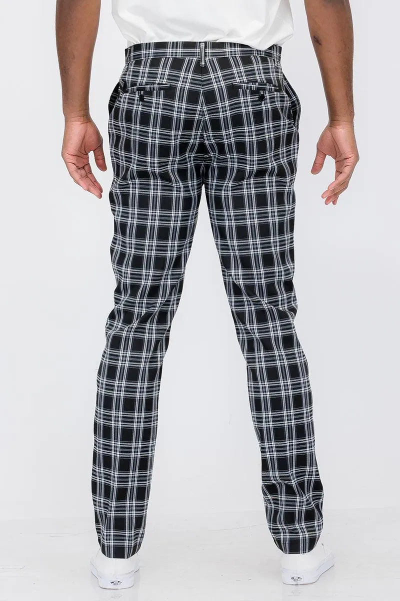 Plaid Slim Fit Trouser Pants