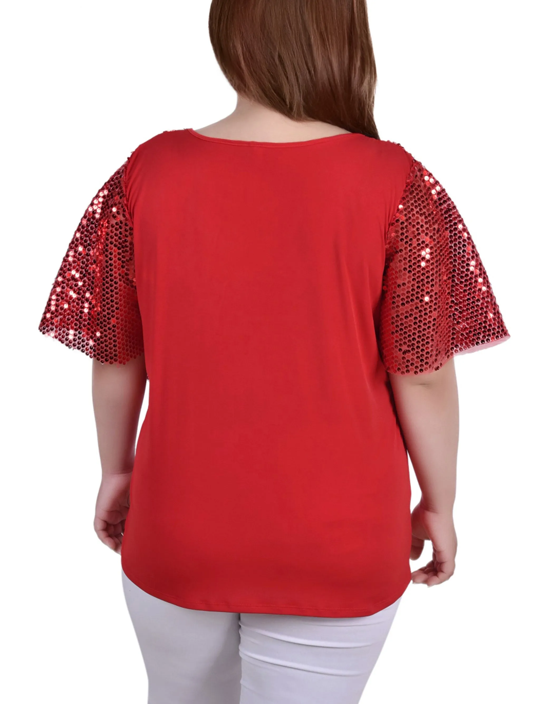 Plus Size Sequin-Front Poncho