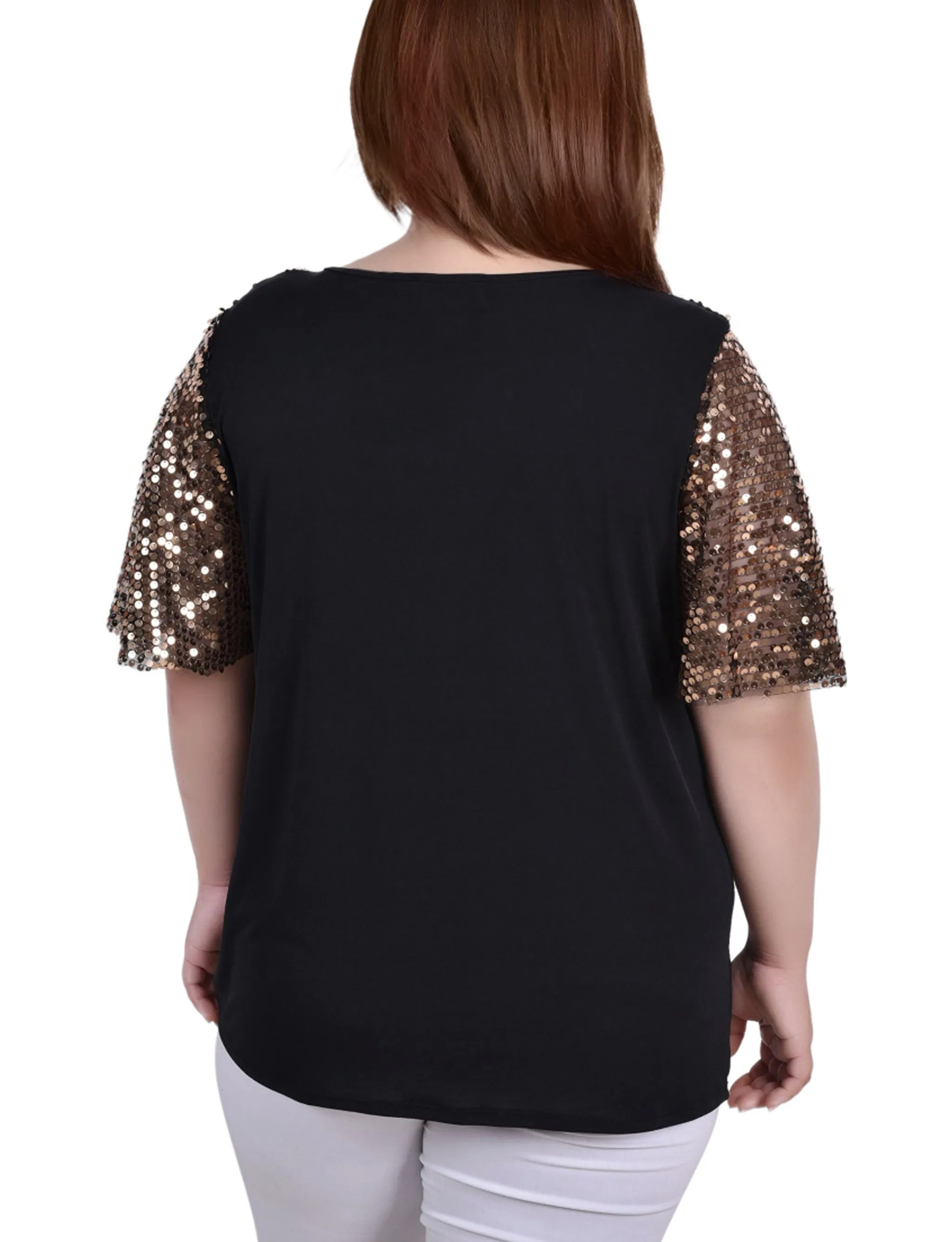 Plus Size Sequin-Front Poncho