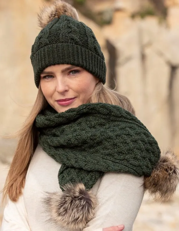 Pom Pom Scarf - Army Green