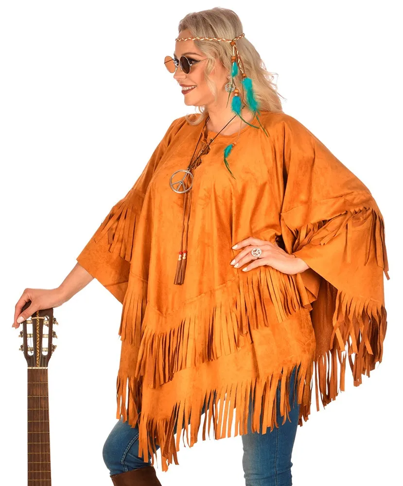 Poncho in Wildlederoptik für Damen