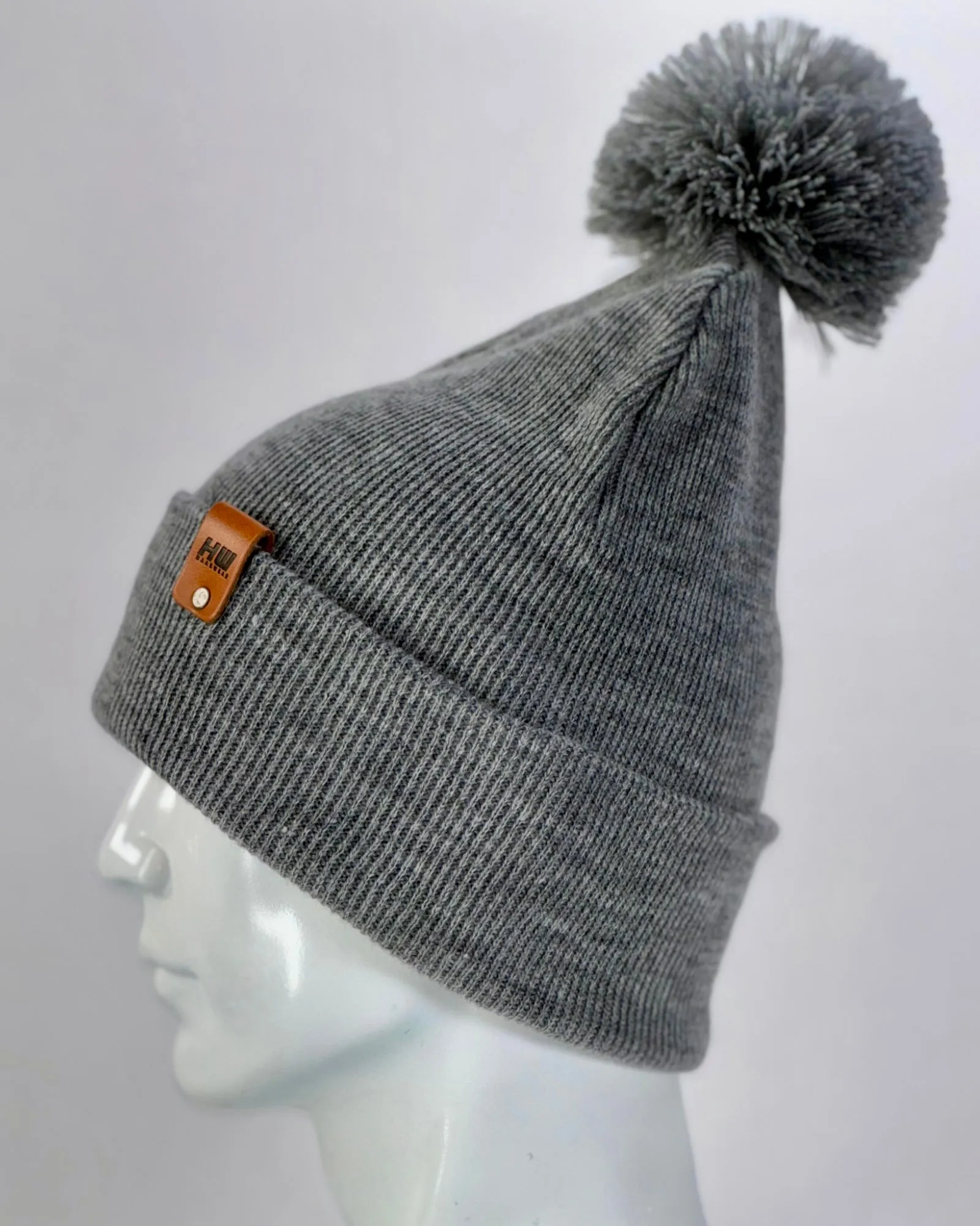 PTD105 HAAKWEAR Pom Pom Beanie - Made in USA - Koala Gray