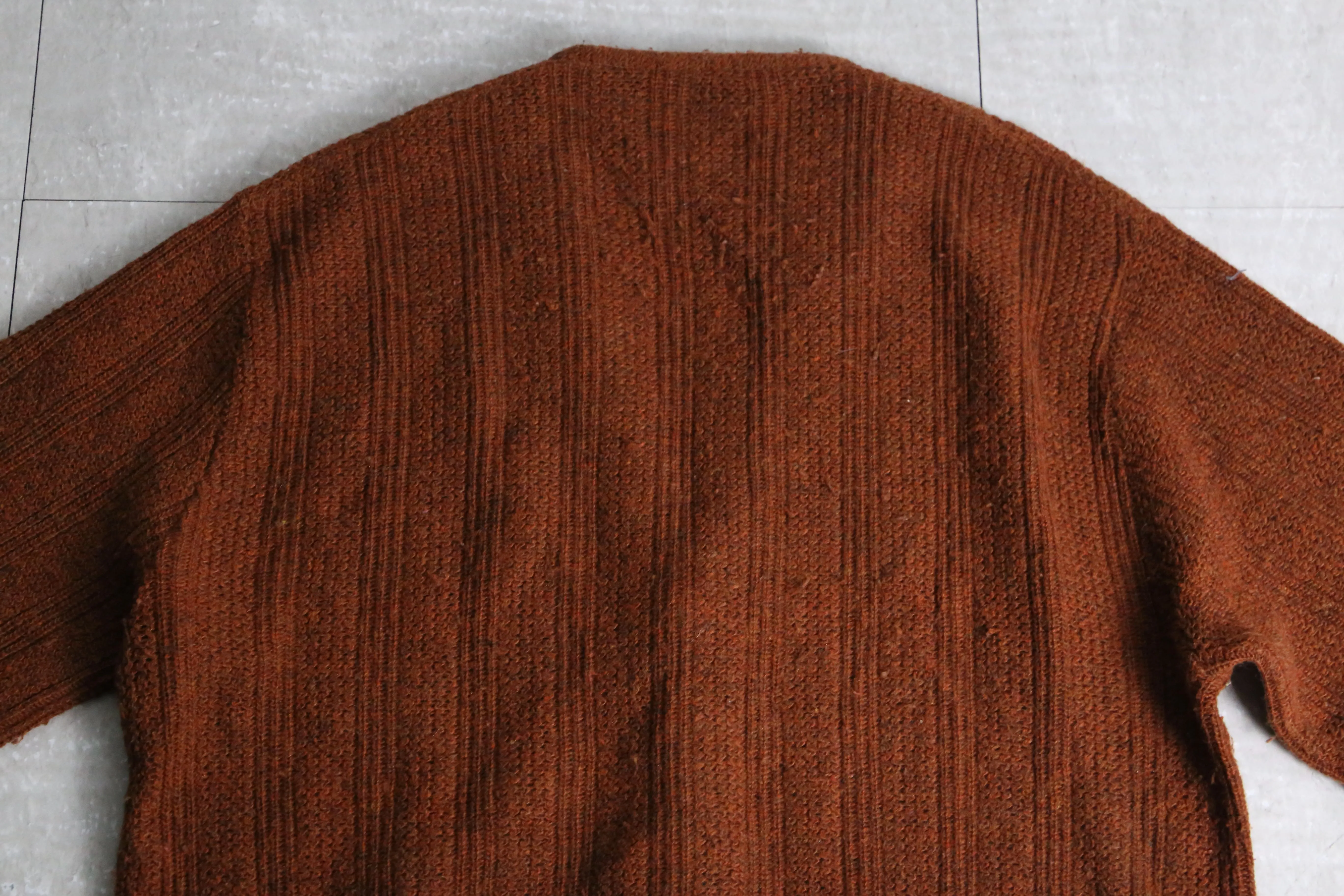 "puritan" orange brown knit cardigan