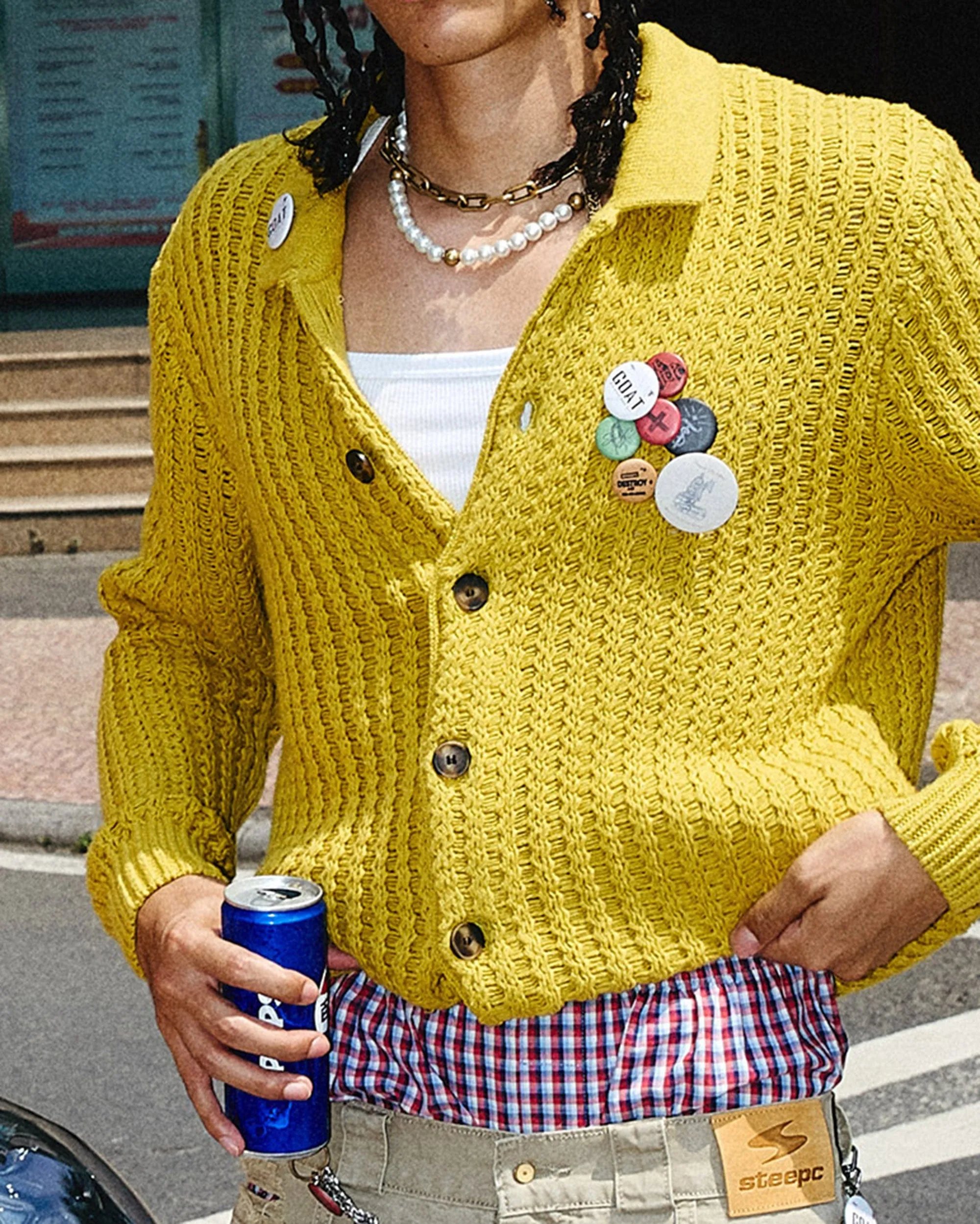 Retro Yellow Knit Cardigan