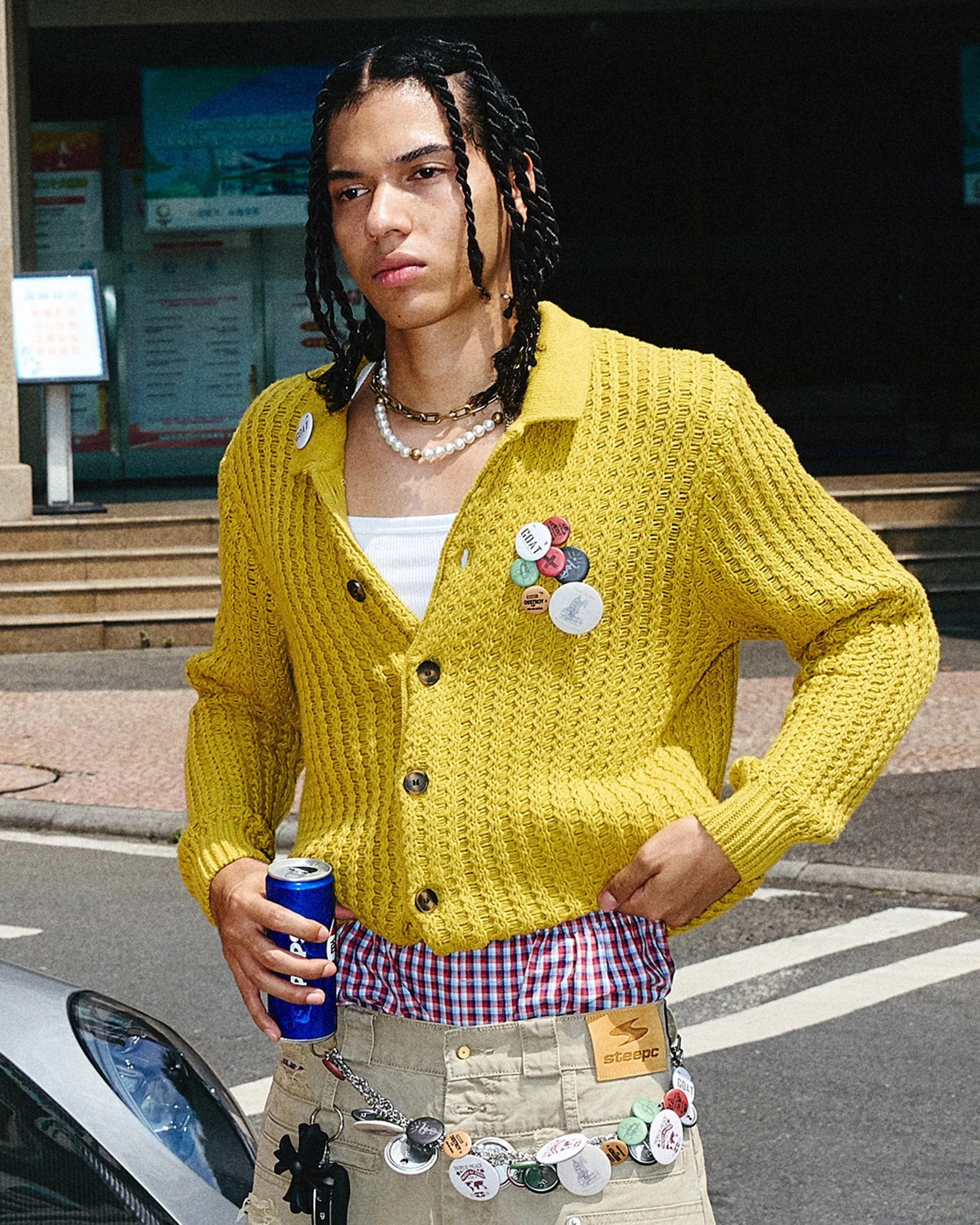 Retro Yellow Knit Cardigan