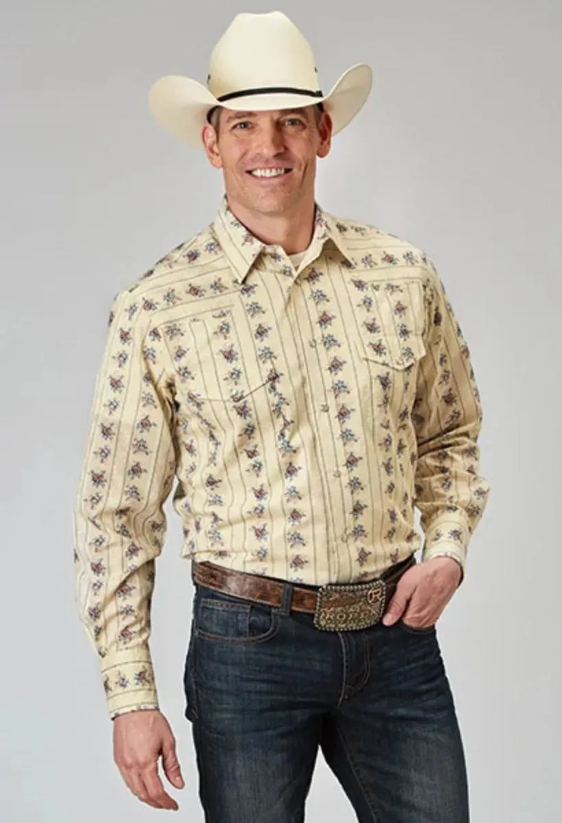 Roper Floral Stripe (Yellow) - Men's Western Shirt