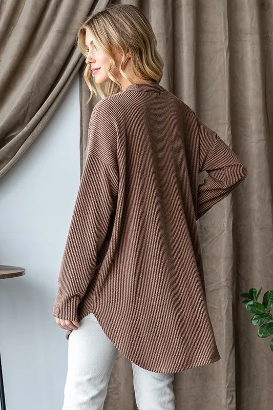 Round Hem Ribbed Cardigans - 2 Colors!