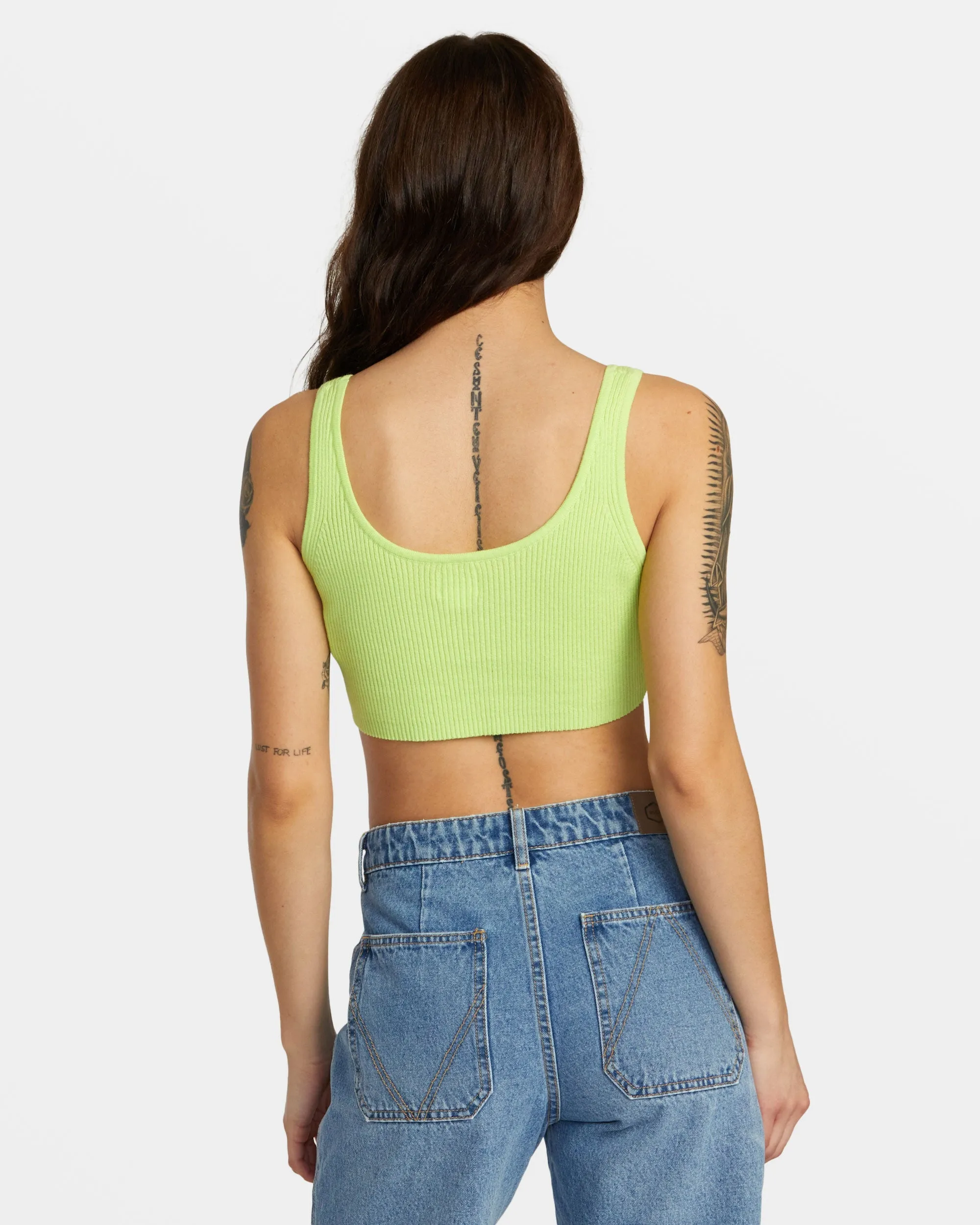 Roundabout Sweater Tank V-Neck Sweater - Neon Green