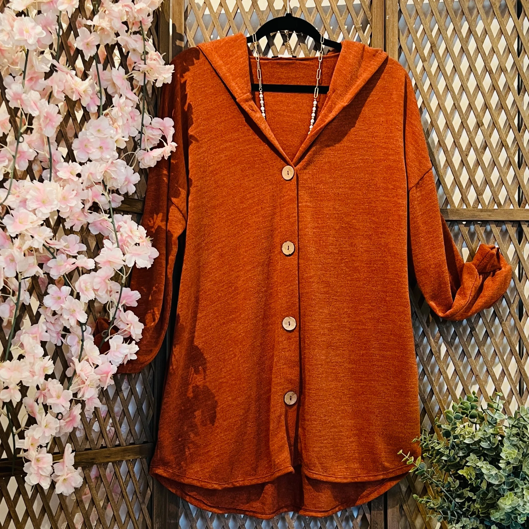 Rust Cardigan With Buttons