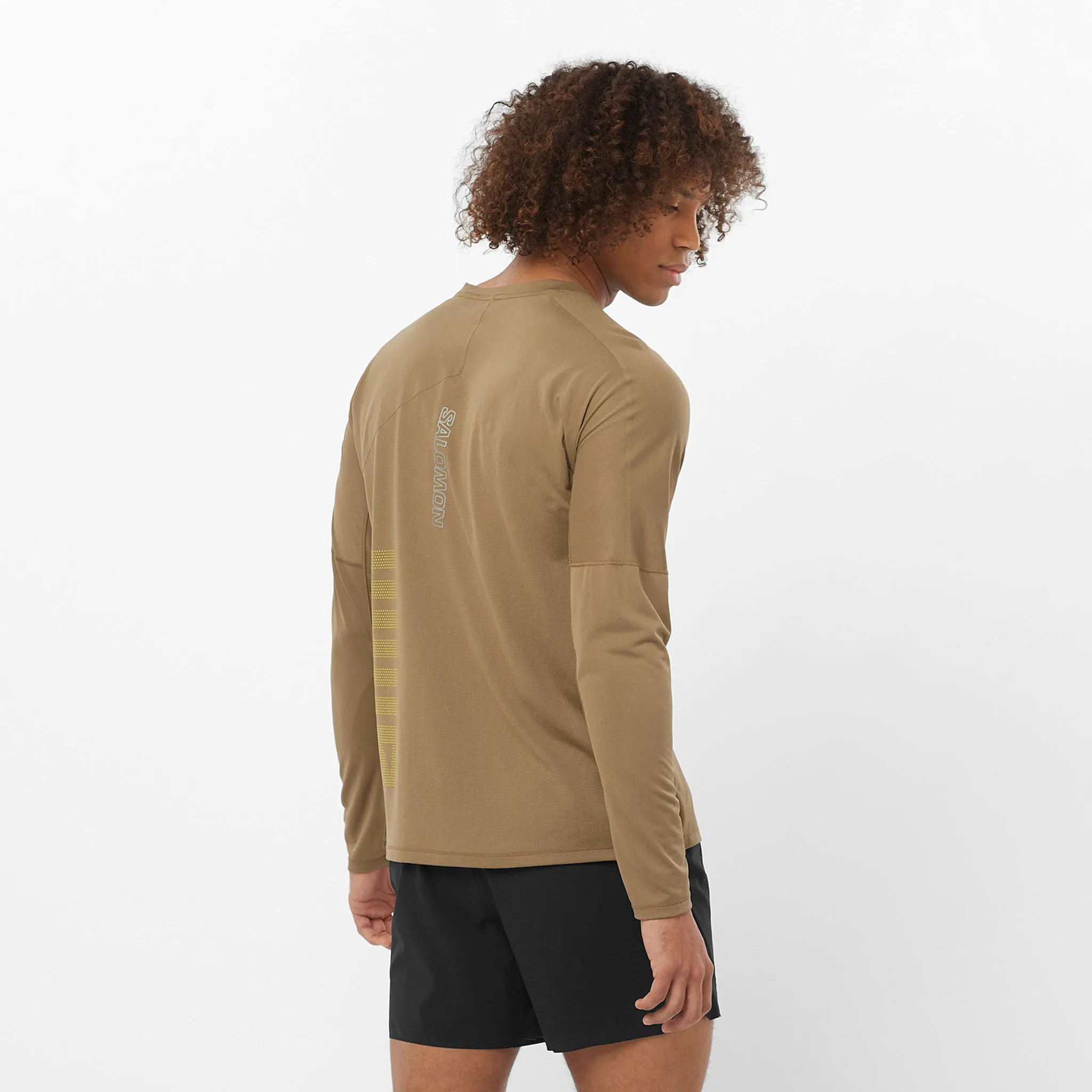 Salomon | Men's Sense Aero Graphic Long-Sleeve T-Shirt - Shitake/Sulphur Spring