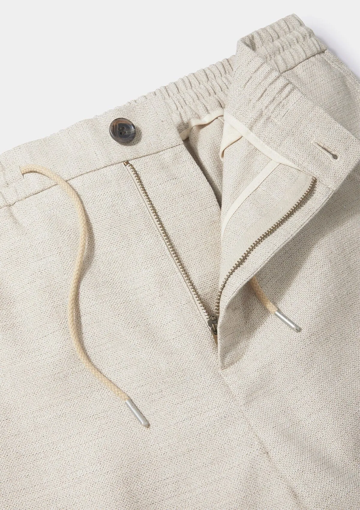 Sand Cotton Linen Drawstring Trousers