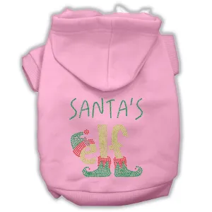 Santa's Elf Rhinestone Dog Hoodie Light Pink Xxxl(20)