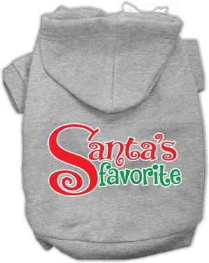 Santas Favorite Screen Print Pet Hoodie Grey Xs (8)