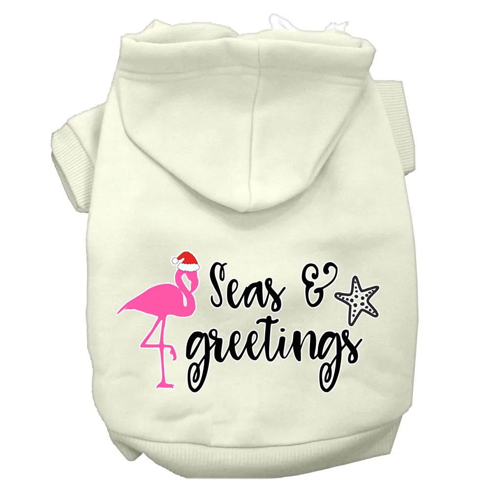 Seas And Greetings Screen Print Dog Hoodie Cream Xxxl