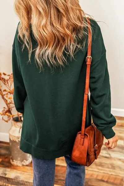 Sequin Round Neck Dropped Shoulder Sweatshirt