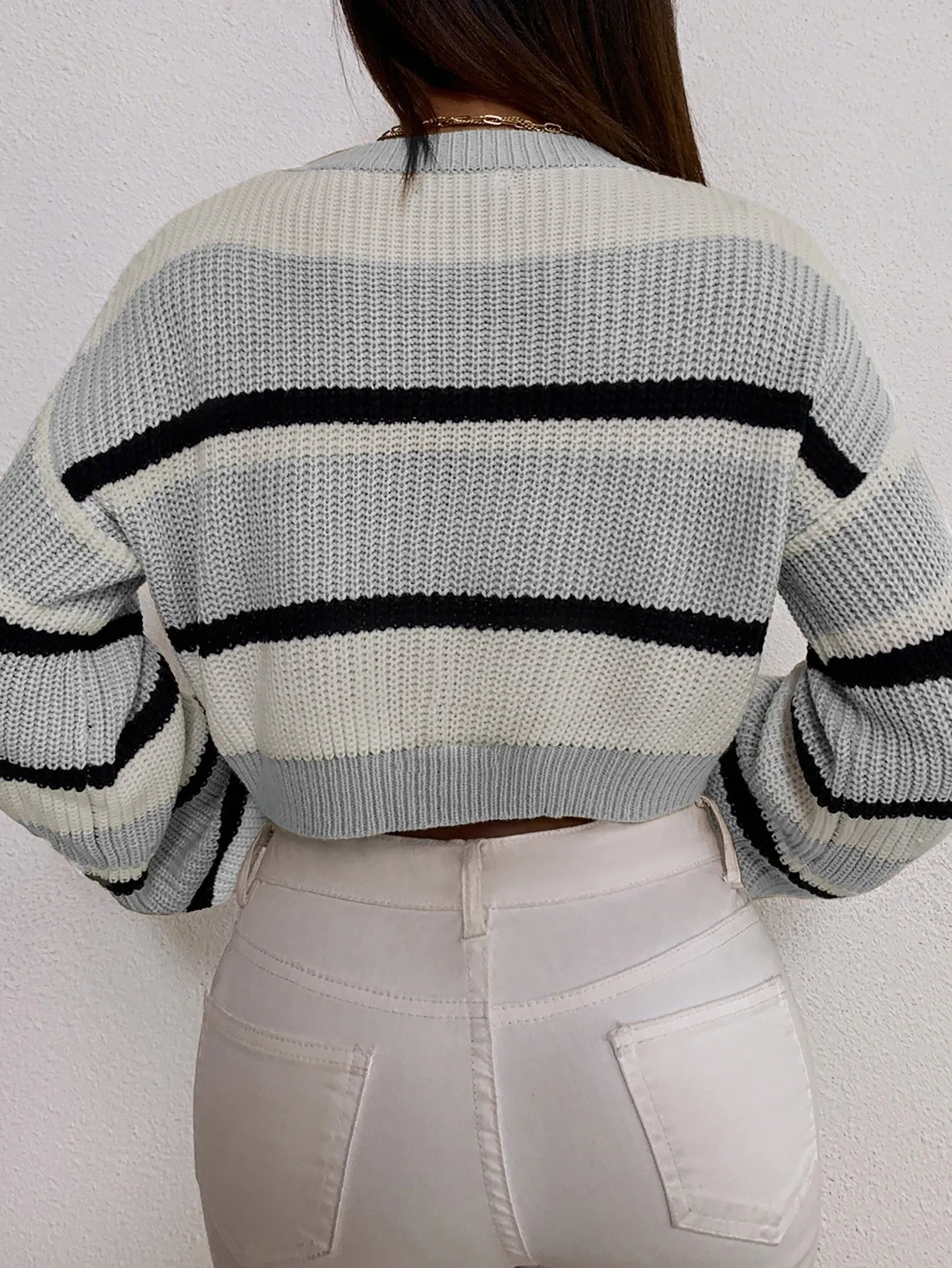 SHEIN Color Block Drop Shoulder Sweater