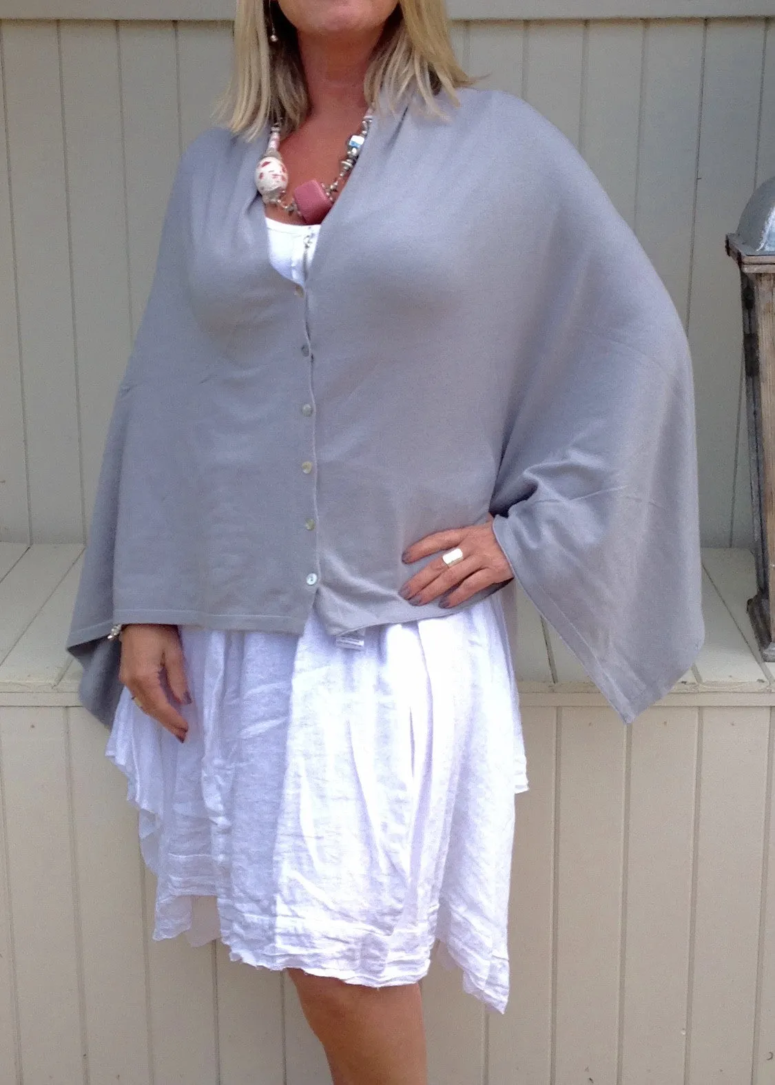 Sicily Five Way Poncho in Duck Egg