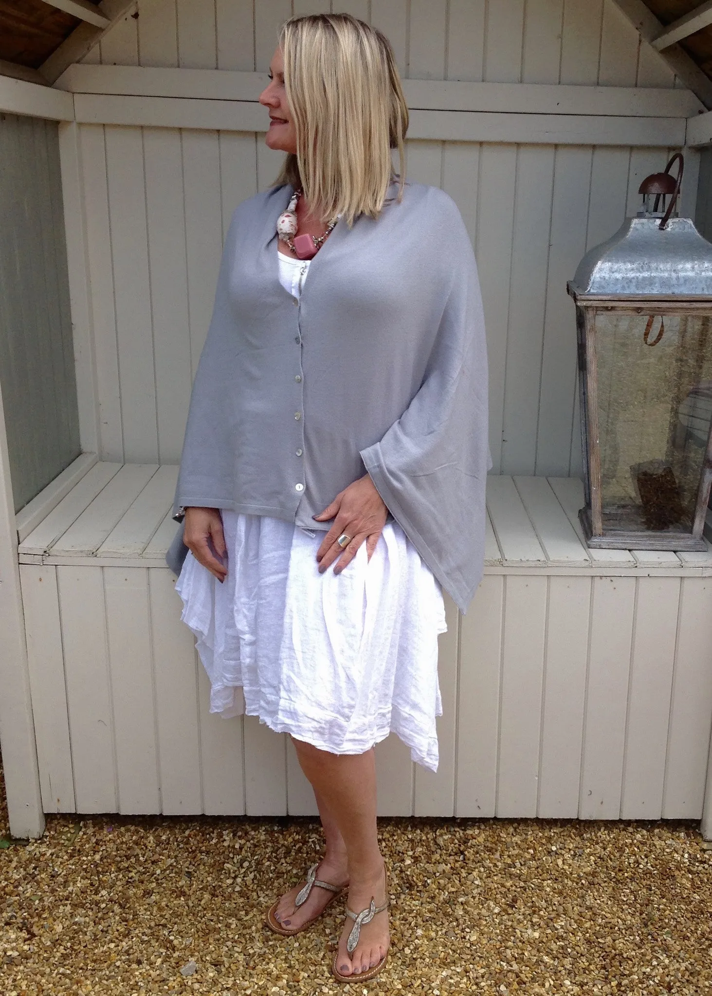 Sicily Five Way Poncho in Duck Egg