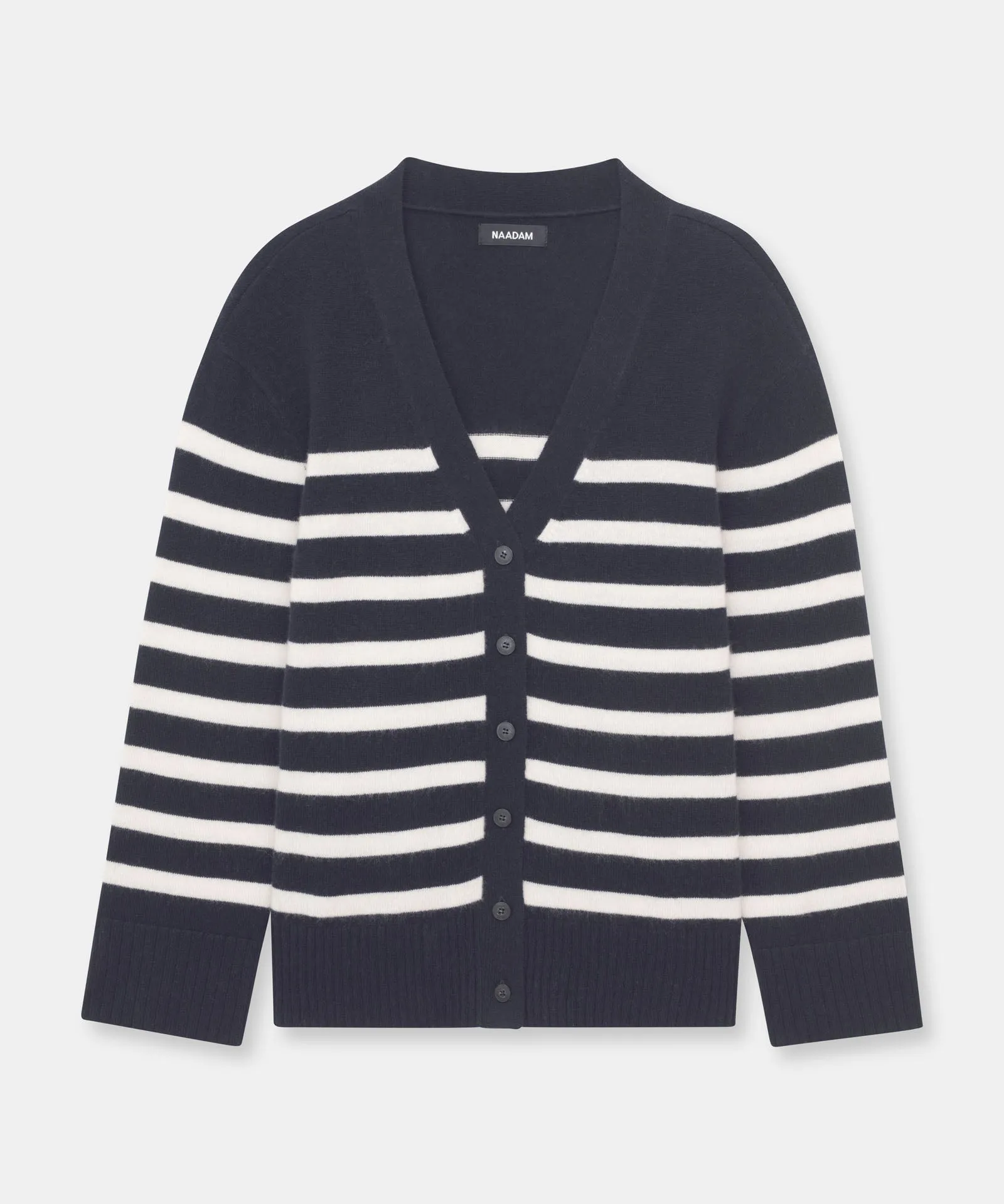 Signature Cashmere Striped Fitted Cardigan