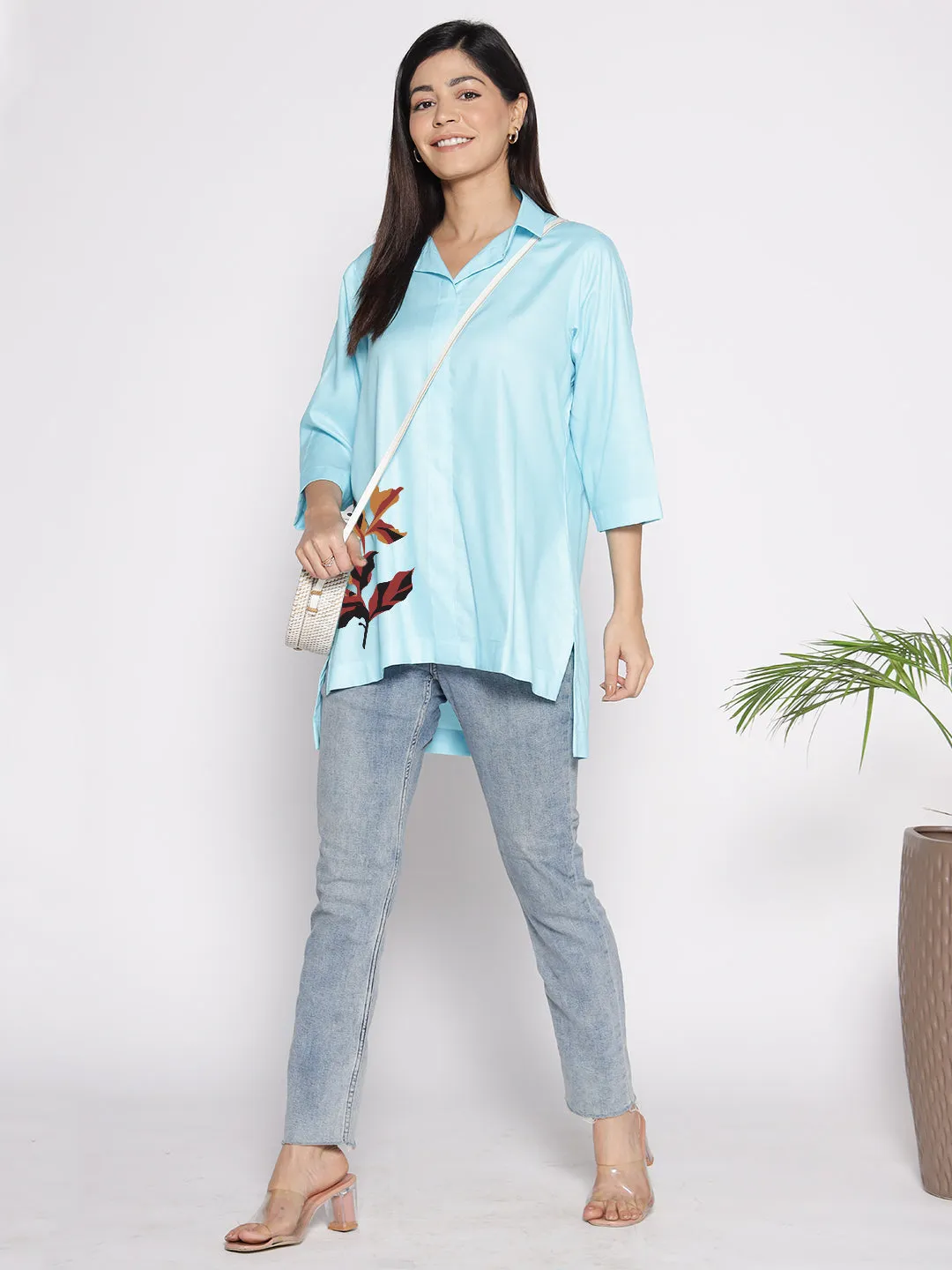 Skyblue Rayon ShirtTop - Akasya