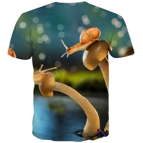 Snails T shirts Men Plant Tshirt Printed Funny Tshirts Novelty Street Tshirts Cool Harajuku Shirt Print Short Sleeve Full Print