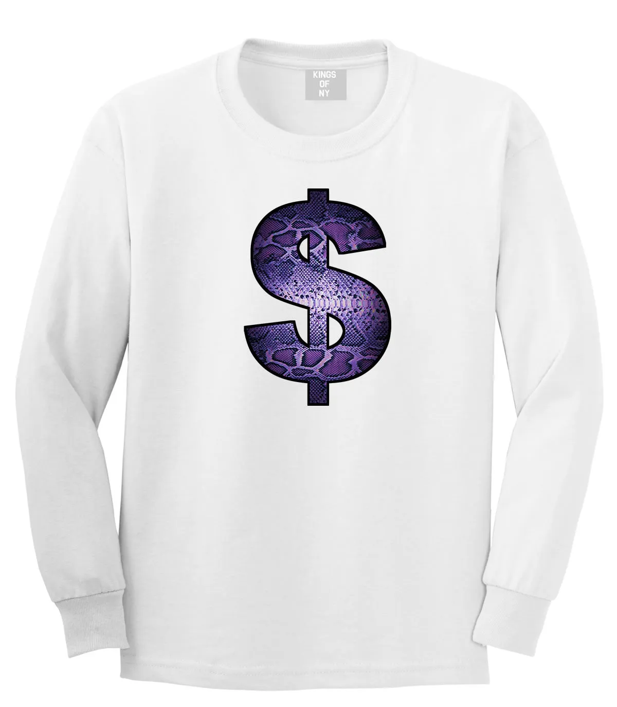 Snakeskin Money Sign Purple Animal Print Long Sleeve T-Shirt